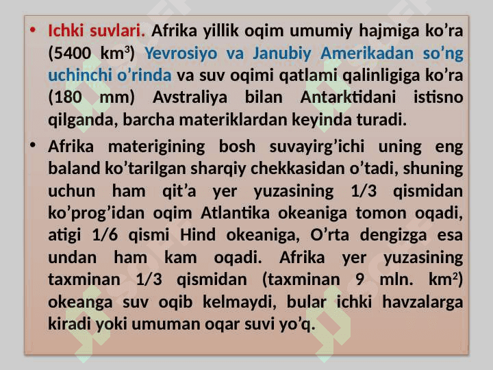 Afrikaning ichki suvlari 2