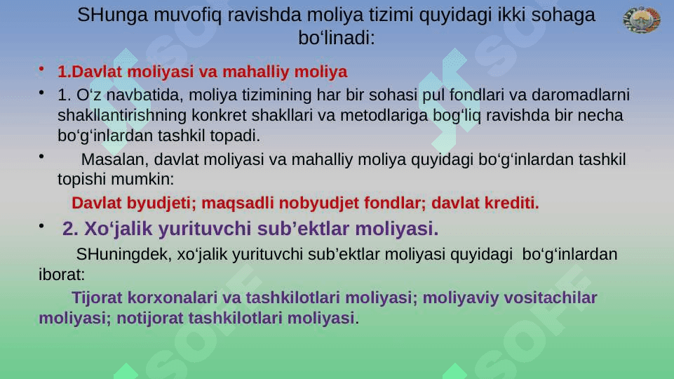 MAMLAKAT MOLIYA TIZIMI 3