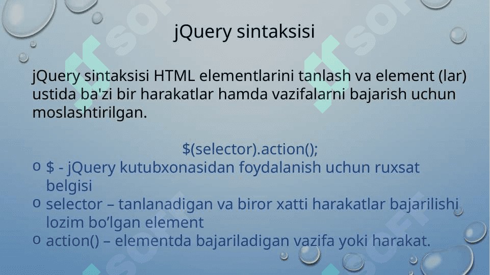 jqueryga kirish, asosiy tushunchalar 4