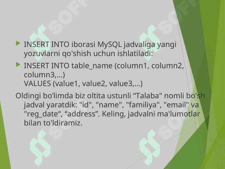 PHP da MySQL ma’lumotlar bazasini boshqarish tizimi bilan ishlash 8