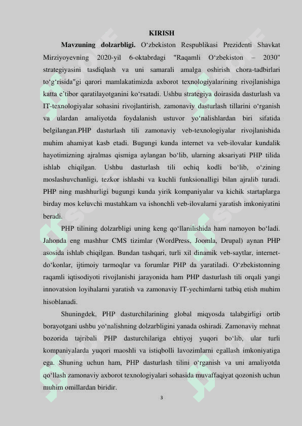 PHP DASTURI HAQIDA MA’LUMOT 2