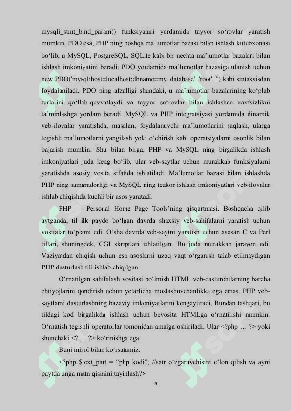 PHP DASTURI HAQIDA MA’LUMOT 8