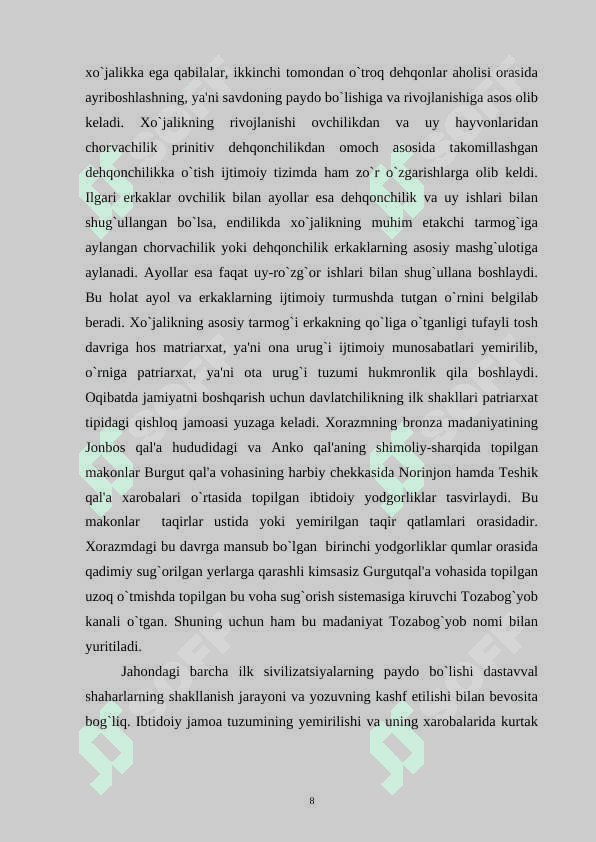 XORAZMSHOHLAR DAVLATCHILIGI TARIXI 8