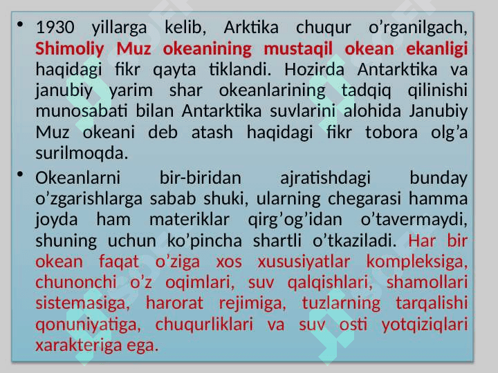 Okeanlar tabiiy geografiyasi 6