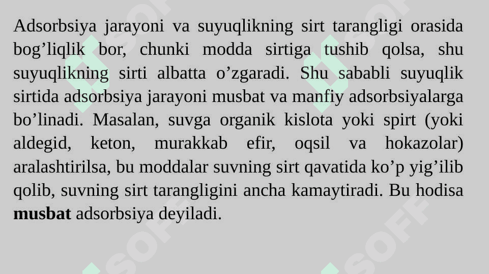 Suyuqlik sirtidagi adsorbsiya. lonlar adsorbsiyasi. Ionitlar 5