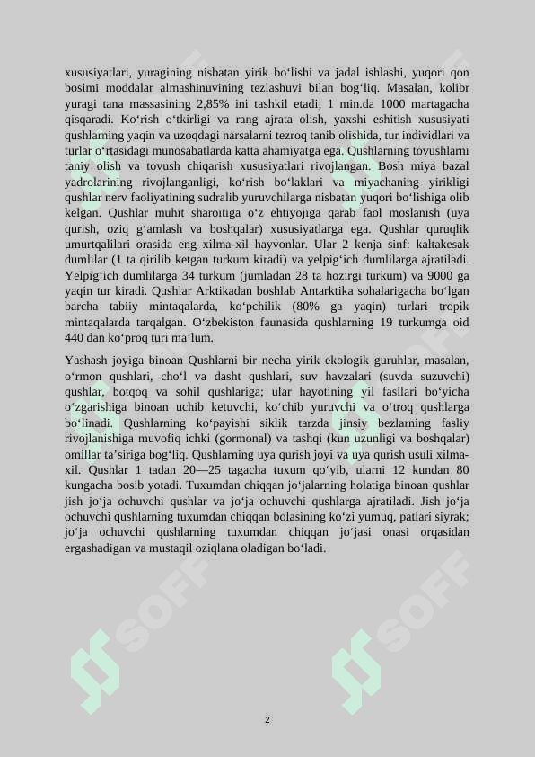 QUSHLAR SINFI 2