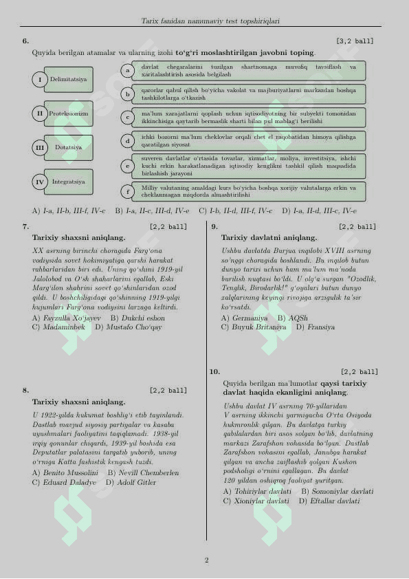 Tarix milliy setifikat 2