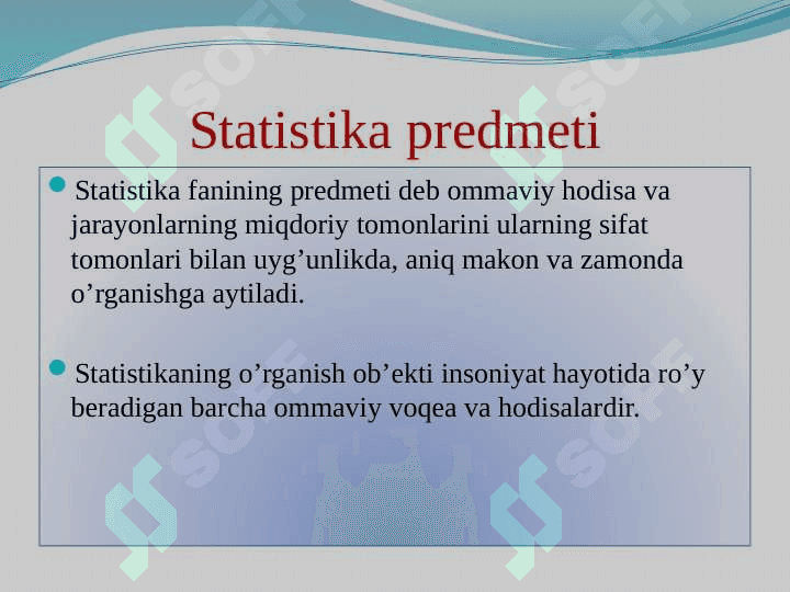 MAVZU. Statistika faniga kirish 5