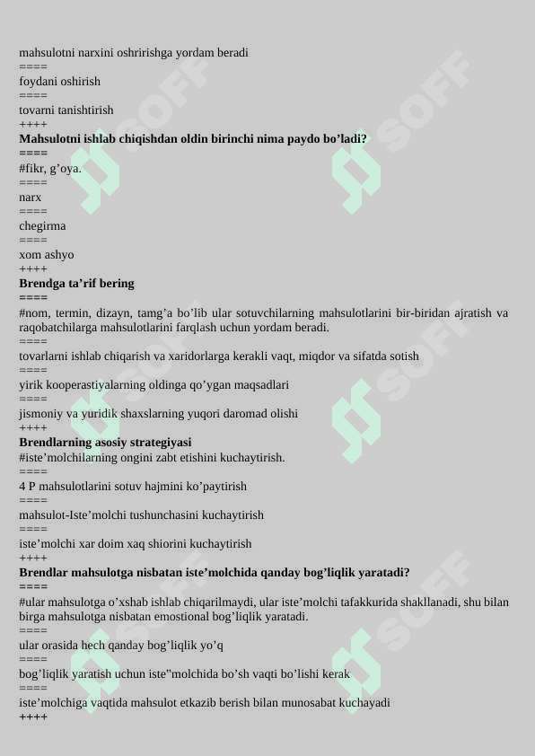 Brending yakuniy savollar 6