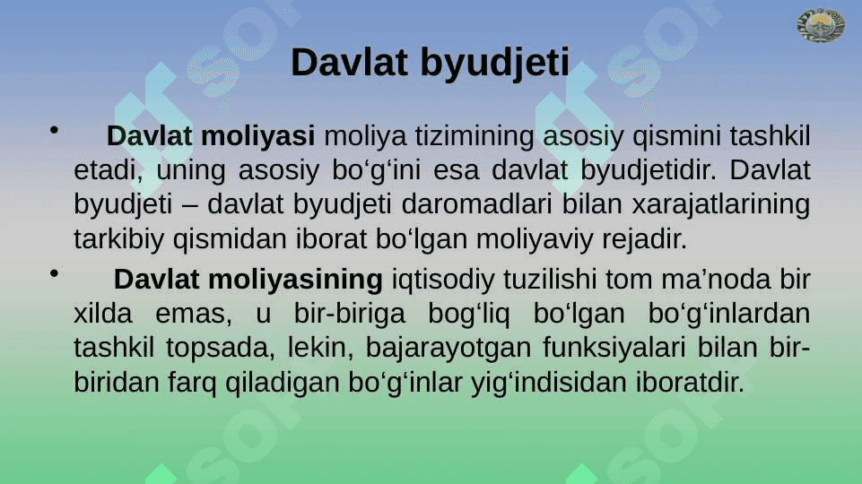 Davlat moliyasi va davlat byudjeti jarayoni 2