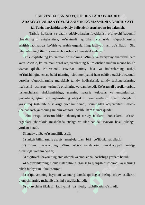 TARIX DARSLARIDA BADIIY ADABIYOTLARDAN FOYDALANISH. 4