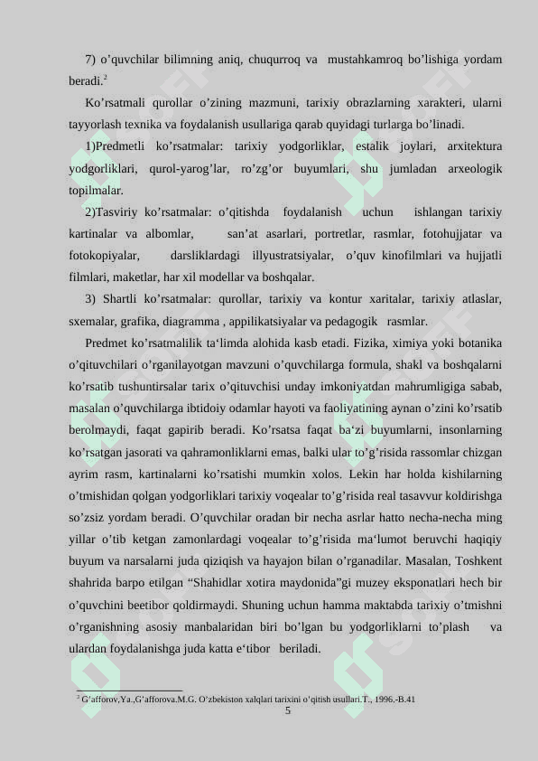 TARIX DARSLARIDA BADIIY ADABIYOTLARDAN FOYDALANISH. 5