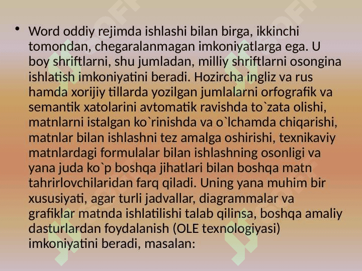 Microsoft Word matn muharriri 4