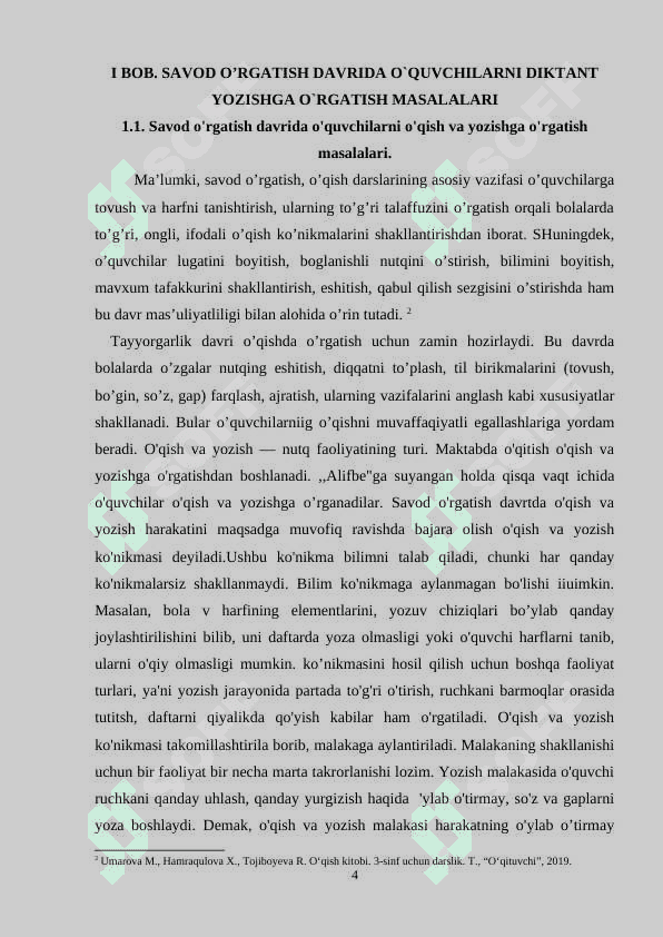 1-sinf o’quvchilarini diktant yozishga o’rgatish metodikasi. 4