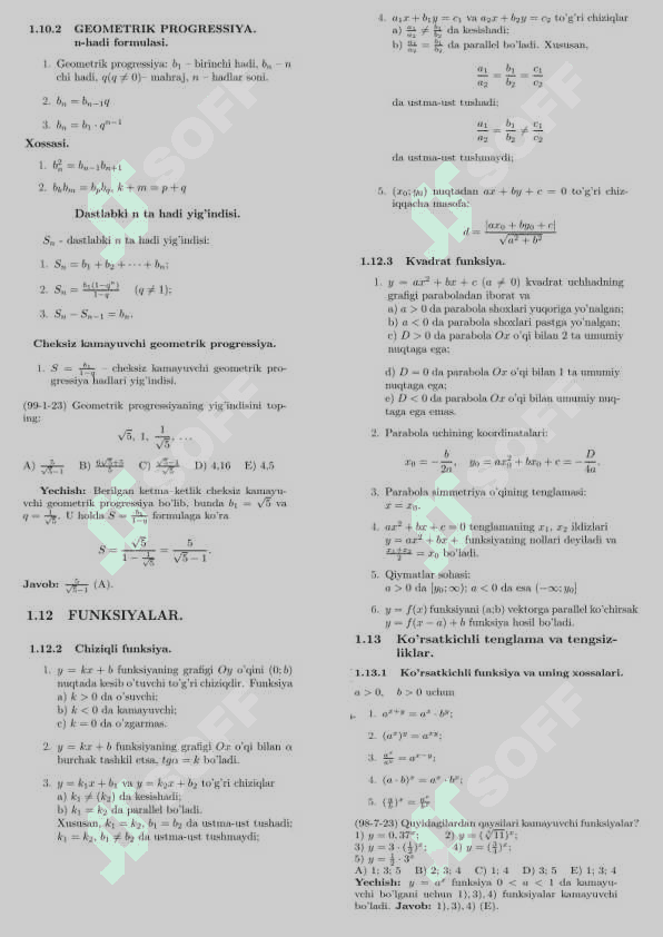 Matematik formulalar (super) 4