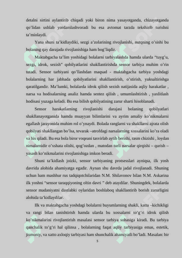 MAKTABGACHA TA'LIM TASHKILOTLARIDA SENSOR TARBIYA BERISH 5