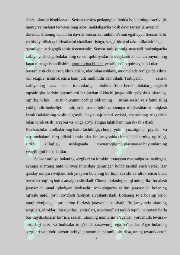 MAKTABGACHA TA'LIM TASHKILOTLARIDA SENSOR TARBIYA BERISH 7