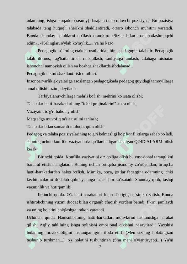 PEDAGOGIK  TAKT. PEDAGOGIK  ODOB. 7