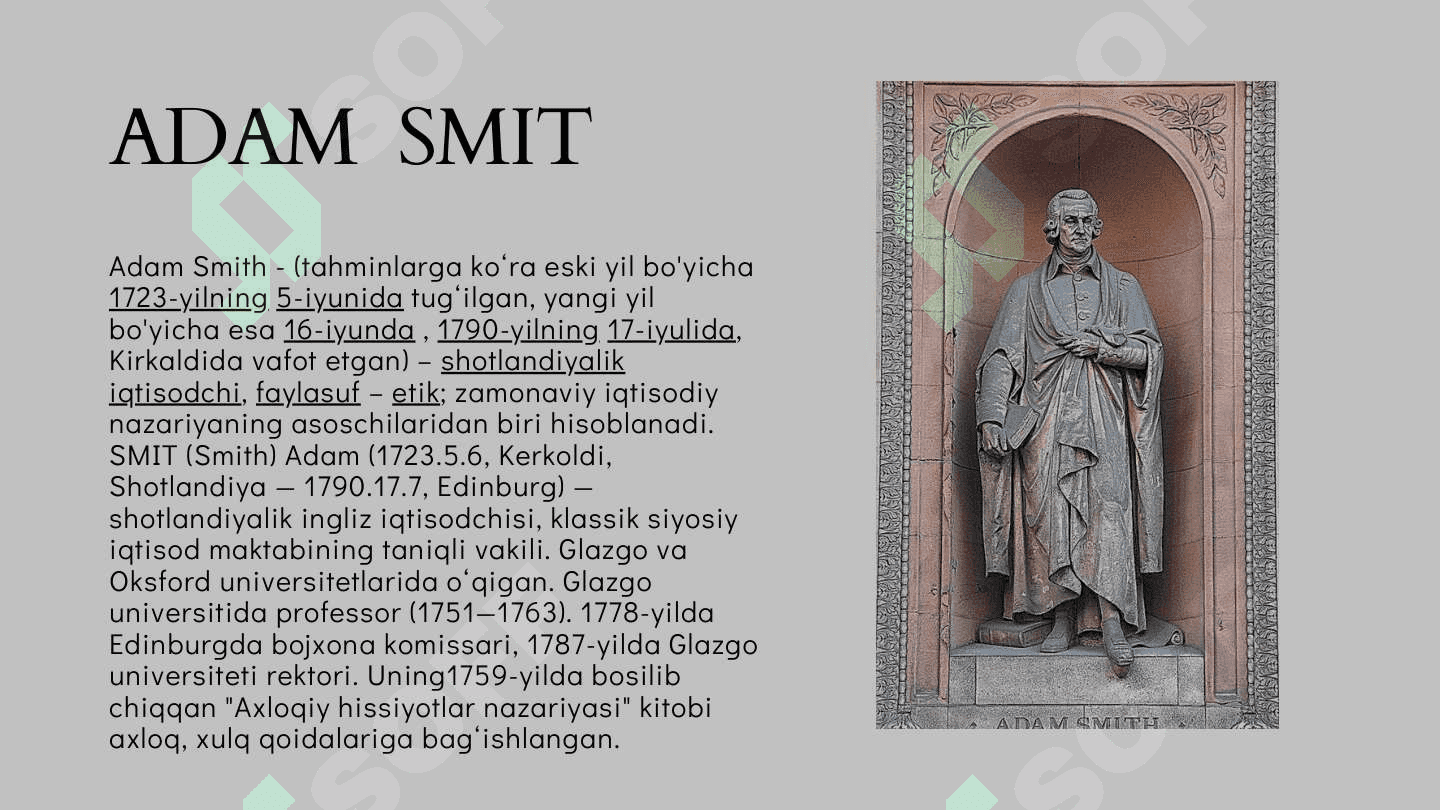Adam Smit iqtisodiy ta'limotlari 2