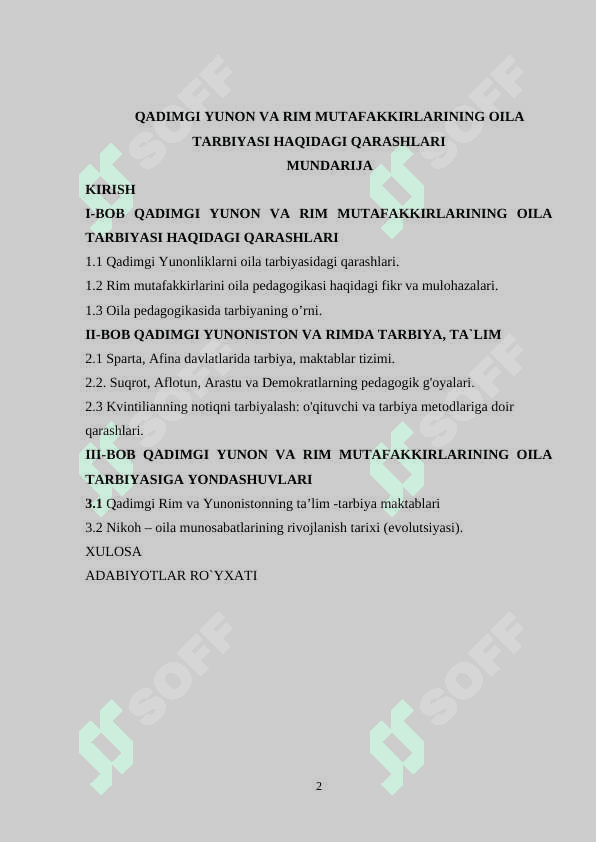QADIMGI YUNON VA RIM MUTAFAKKIRLARINING OILA TARBIYASI HAQIDAGI QARASHLARI 2