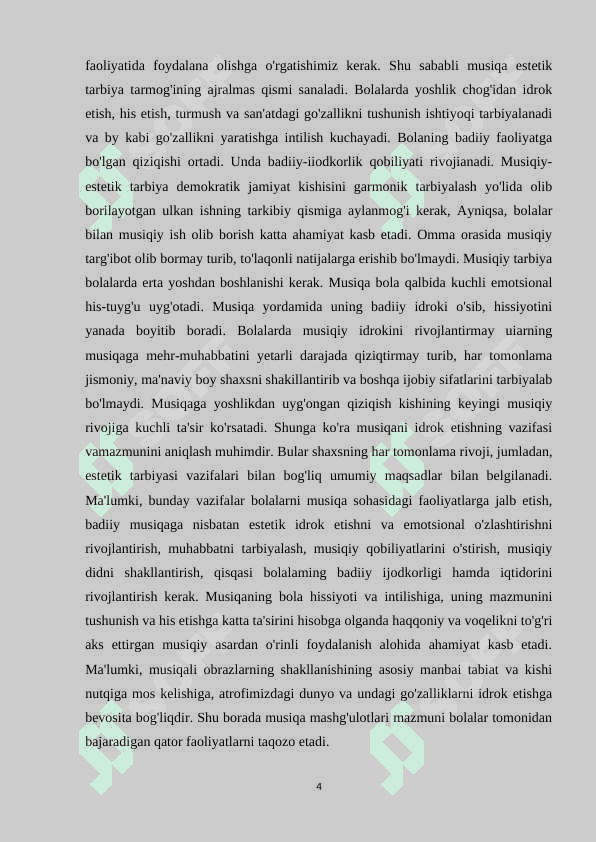 Musiqa darsi – maktabda  musiqa o‘qitishni tashkil qilish 4