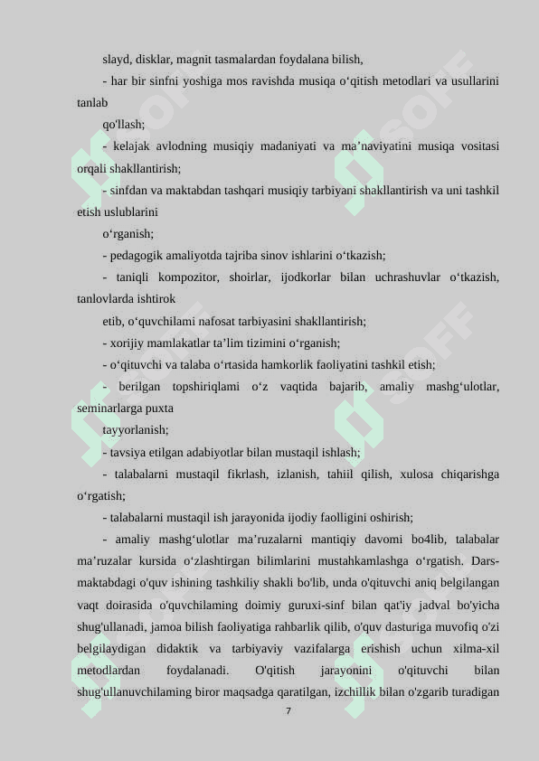 Musiqa darsi – maktabda  musiqa o‘qitishni tashkil qilish 7