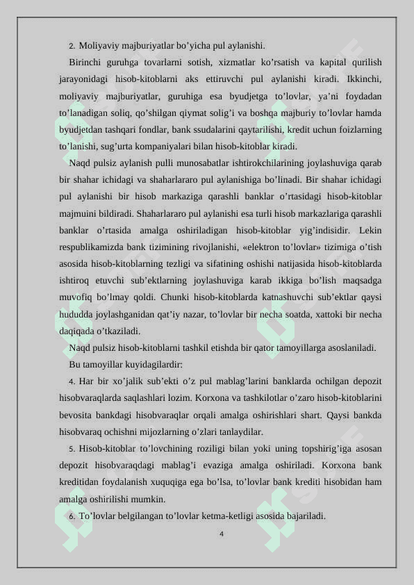 Naqd pulsiz hisob-kitoblarning inkasso shakli. 4