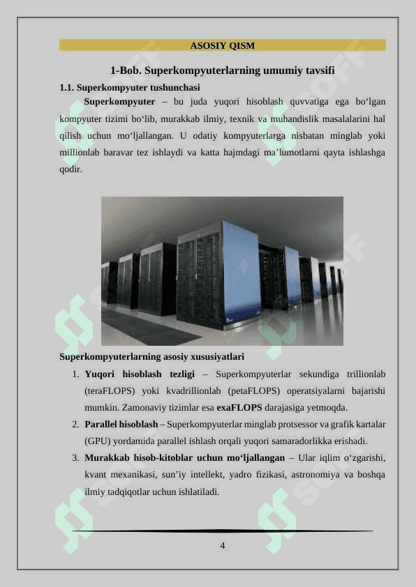 SUPERKOMPYUTERLAR VA ULARNING TUZILISHI 4