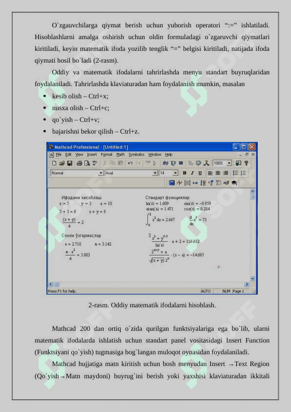 Mathcad dasturida dinamik modellarga old masalalarini yechish 4