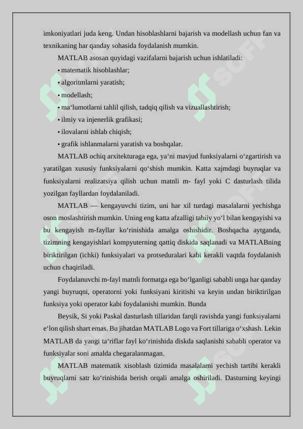 Matlab dasturida arifmetik amallarini qo`llash 3