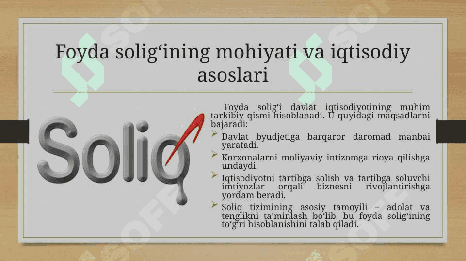 Foyda solig’ining hisobi va hisoboti 3