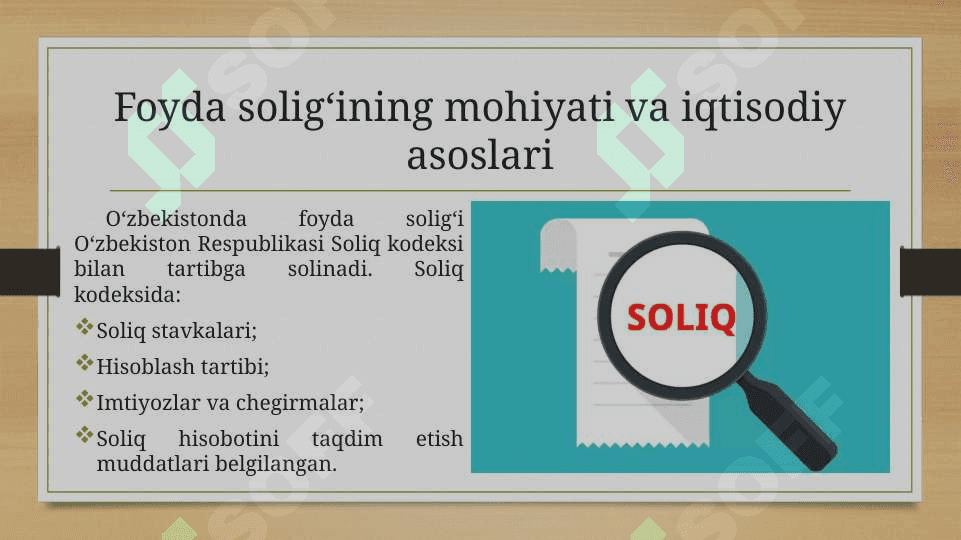 Foyda solig’ining hisobi va hisoboti 4
