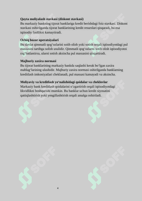 Pul-kredit siyosatining maqsad va vazifalari 4