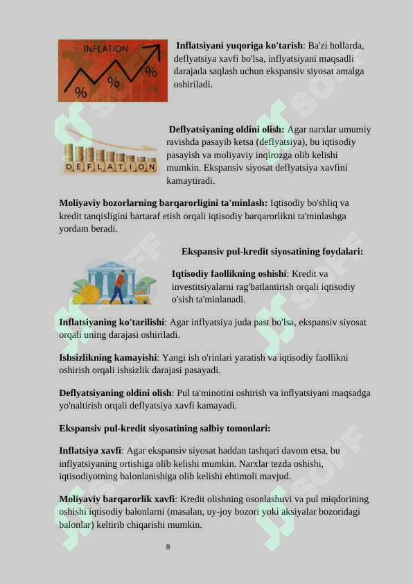 Pul-kredit siyosatining maqsad va vazifalari 8