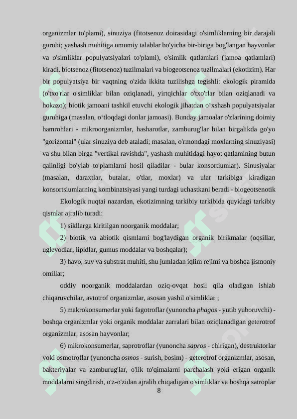 Ekologik omillar KURS ISHI 6
