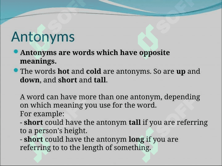 Synonims antonyms homonyms 4