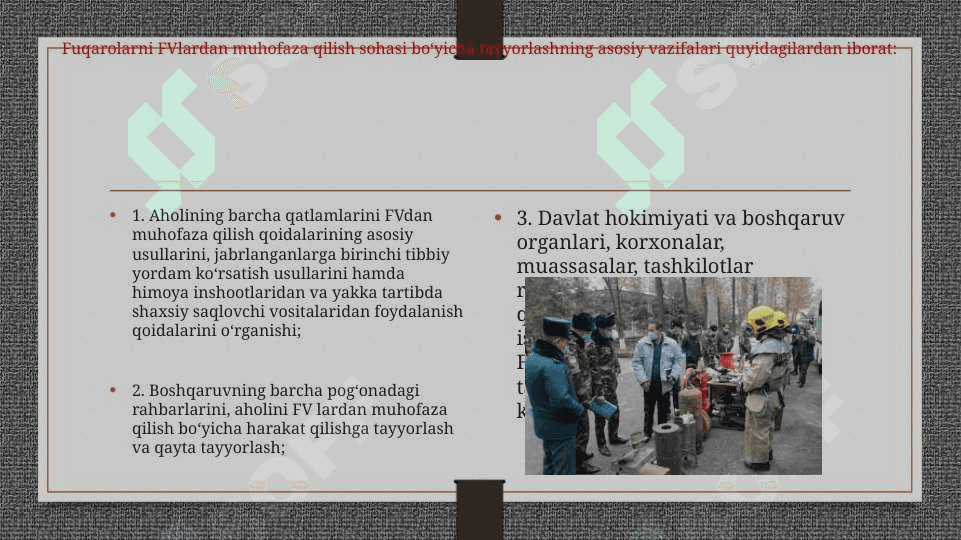 Favqulodda vaziyatlardan muhofaza qilish sohasini davlat tomonidan tartibga solinishi. 8