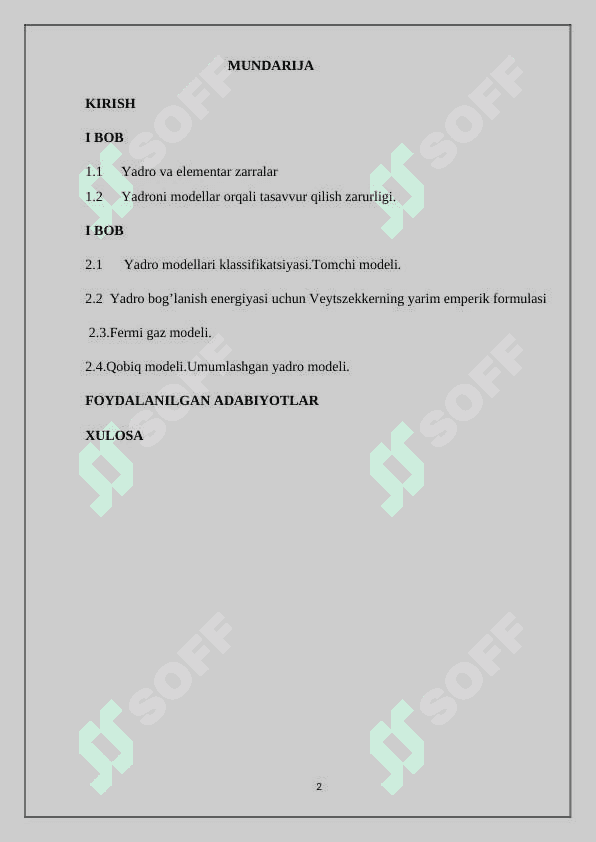 Yadro modellari.Yadro modellari klassifikatsiyas 2