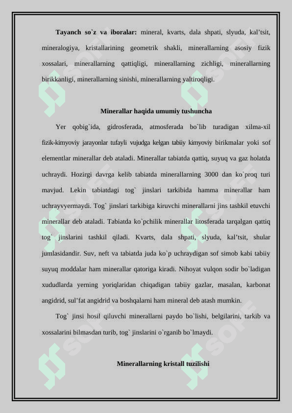 Minerallar klassifikatsiyasi 2