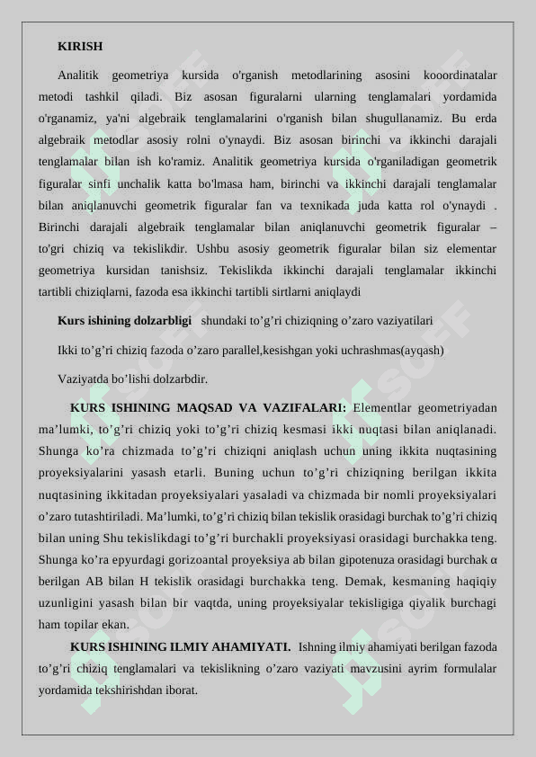 TEKISLIK VA TO’G’RI CHIZIQ 2
