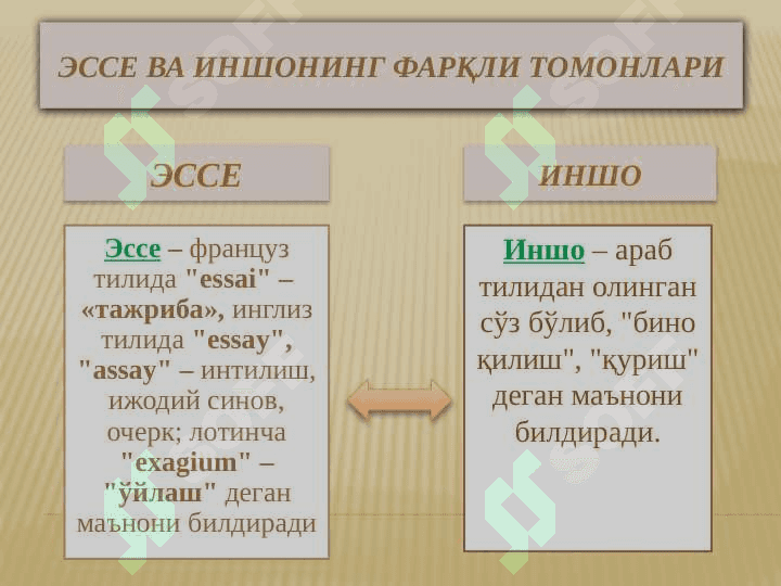 Эссе ва иншонинг фарқли томонлари 2
