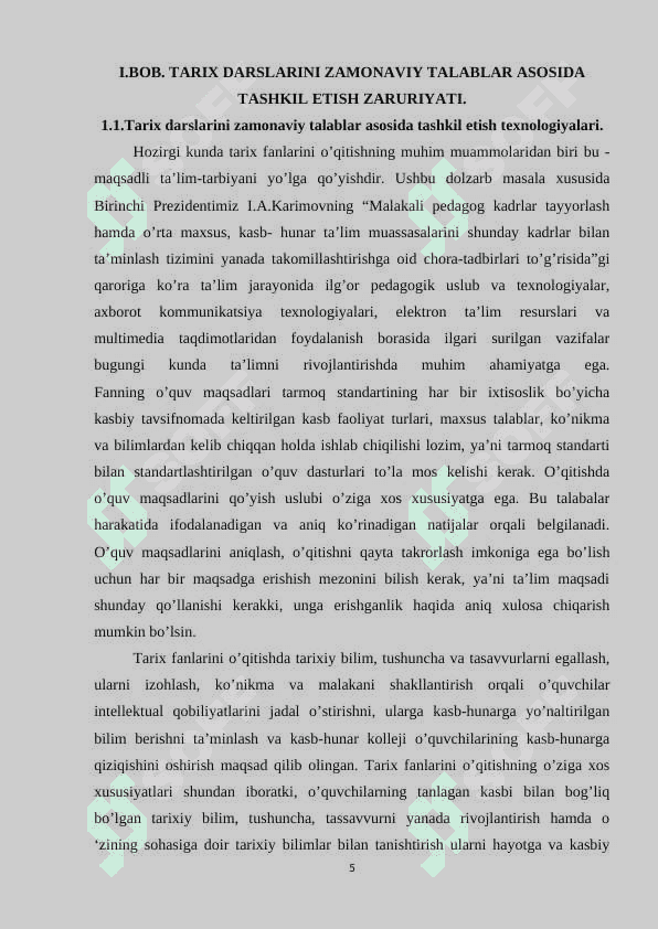 TARIX DARSLARIDA YANGI PEDAGOGIK DARSLARDAN FOYDALANISH 5