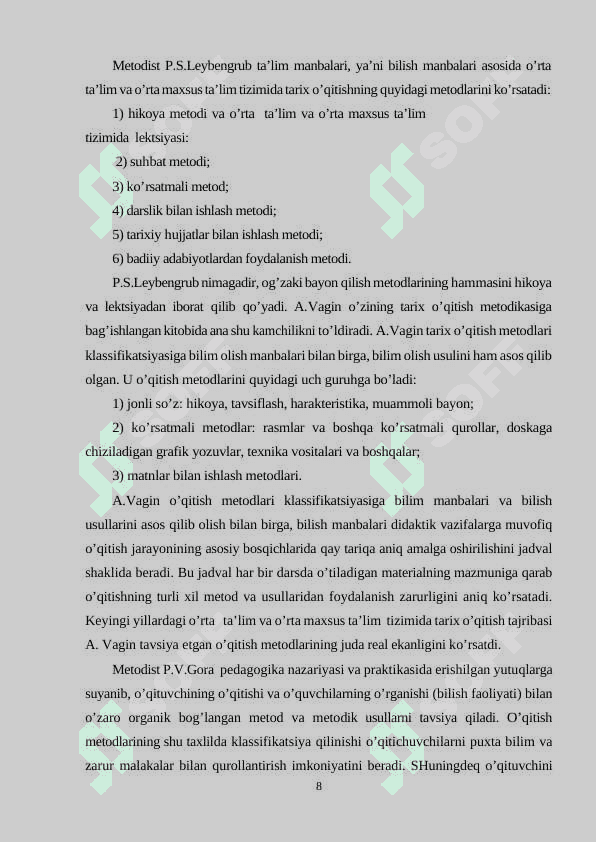 TARIX DARSLARIDA KO'RGAZMALI O'QITISH 8