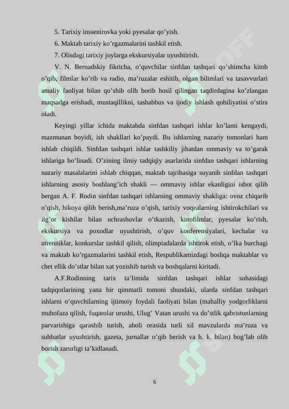 Maktablarda sinfdan tashqari ishlar 6
