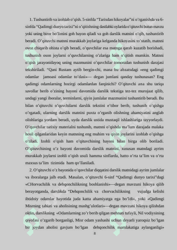 Tarix darslarida ta’lim vositalaridan foydalanish 8