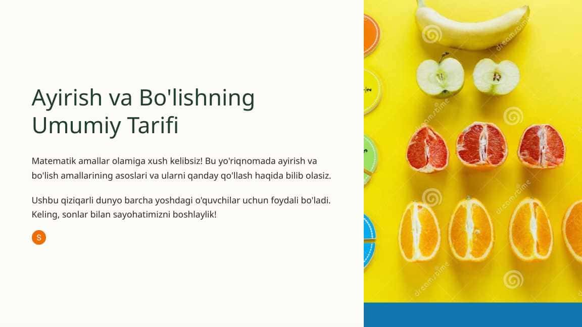 Ayirish va Bo'lishning Umumiy Tarifi