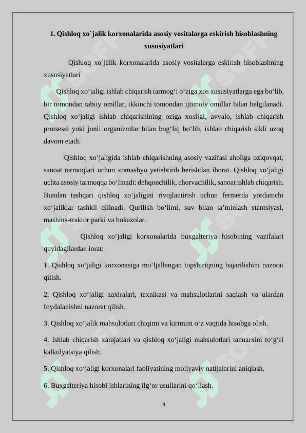 Qishloq xo’jalik korxonalarida asosiy vositalarga eskirish hisoblashning xususiyatlari va hisobi 4