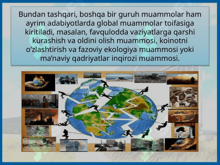 INSONIYATNING GLOBAL MUAMMOLARI 8
