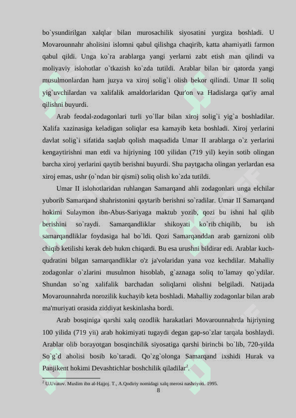 ARAB XALIFALIGI DAVRIDA SULOLAVIY KURASHLARNING AVJ OLISHI 8