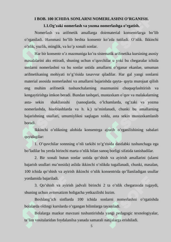 100 ichida raqamlashni o’rgatish metodikasi 5